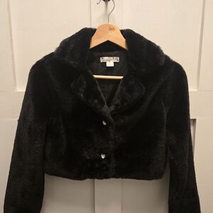 Girls Faux Fur Black Jacket